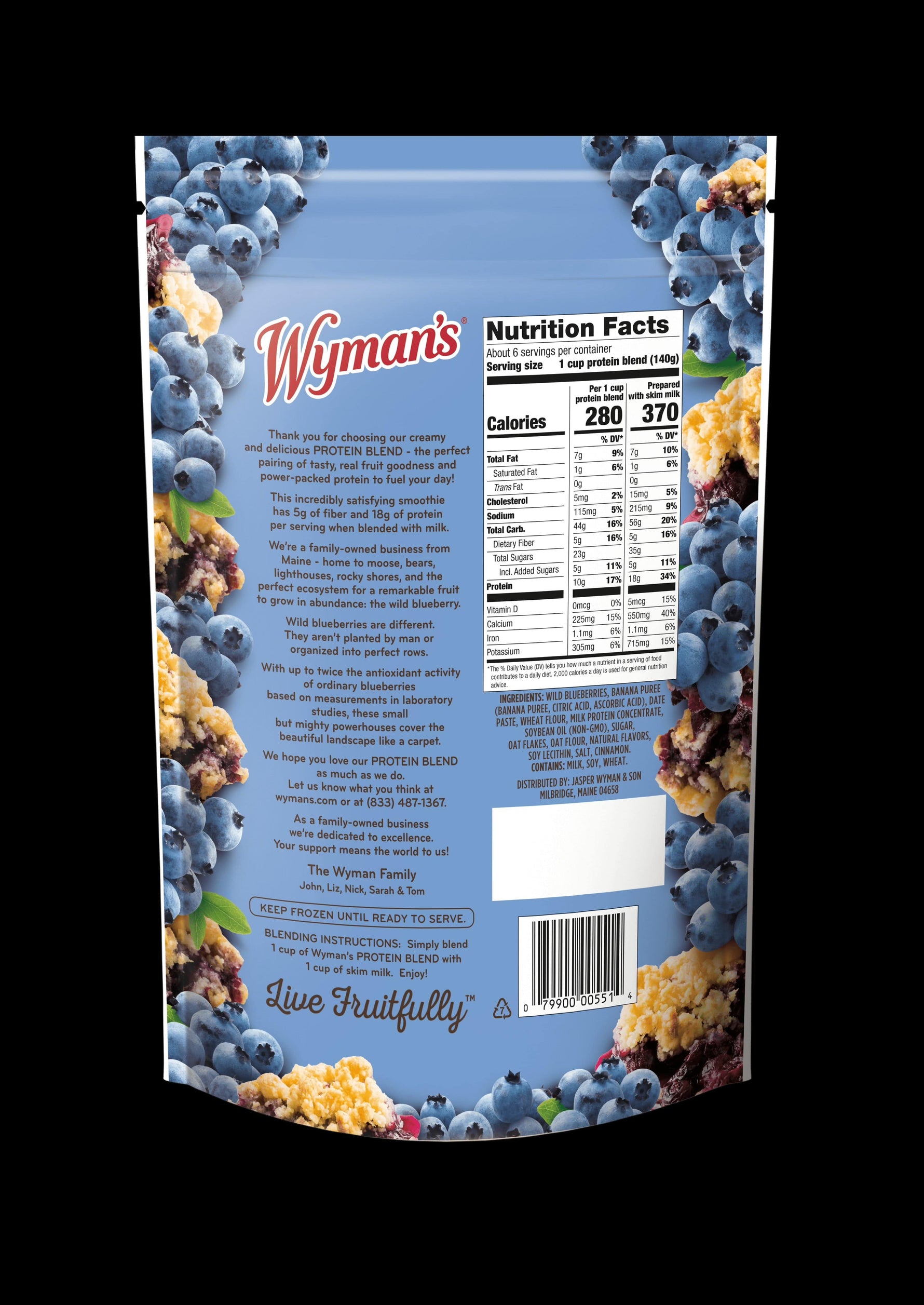 Wymans Frozen Protein Blend - Wild Blueberry Crumble