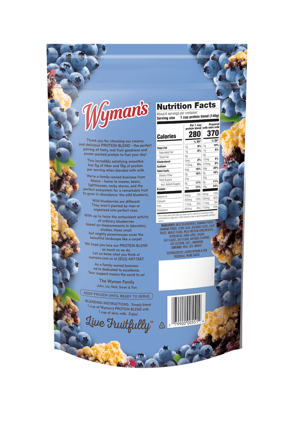 Wymans Frozen Protein Blend - Wild Blueberry Crumble
