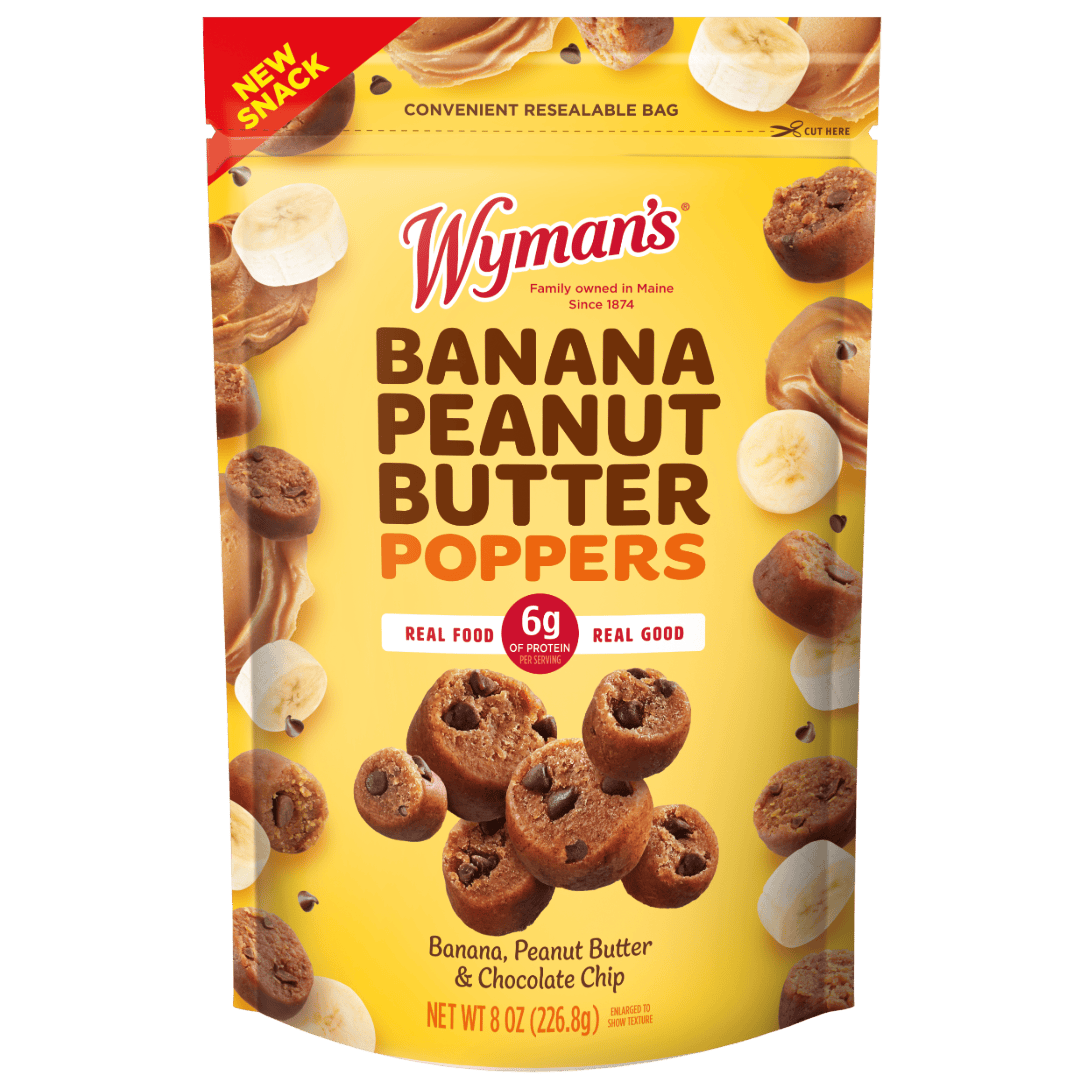 Wymans Poppers Fruit & Peanut Butter Poppers 8oz Snack Bag - Banana, Peanut Butter & Chocolate Chip