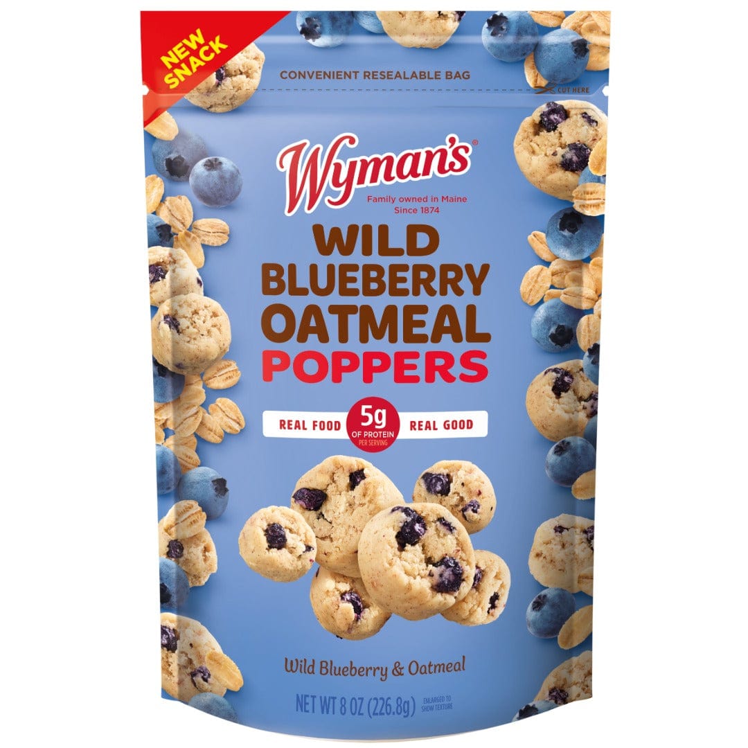 Wymans Poppers Wild Blueberry Oatmeal Poppers 8oz Snack Bag