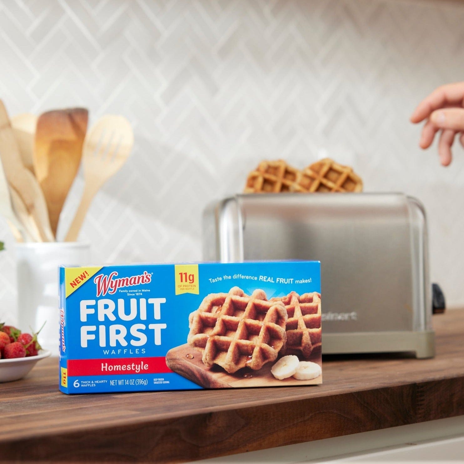 Wyman's Fruit First Waffles - Homestyle Breakfast with 11g Protein