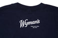 An organic cotton navy Wyman's Wild Child Kids T-shirt with the word Whitney on it.
