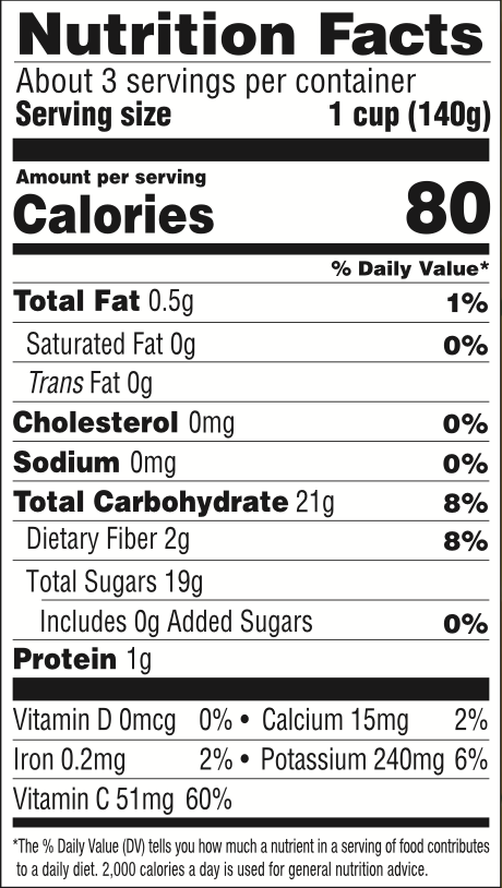 Wyman's Mango Chunks Nutritional Facts