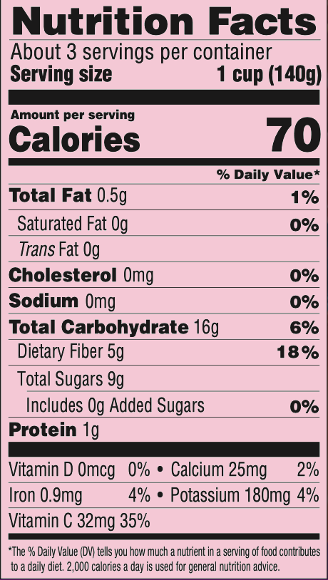 Wyman's Mixed Berries Nutritional Facts
