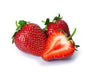 Three PSS fresh-frozen strawberries on a white background.