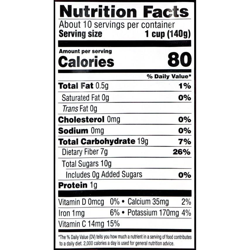 A nutrition label for a PSS Triple Berry frozen berries product.