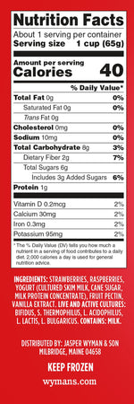 Wyman's Just Fruit & Greek Yogurt Bites Nutritional Facts