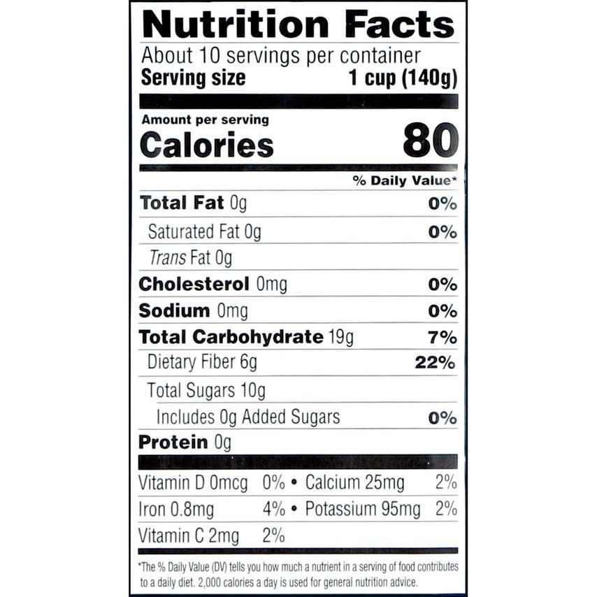 A nutrition label for a Shop Wyman's Wild Blueberries Fresh-Frozen food product.